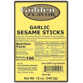 Golden Flavor - Garlic Sesame Sticks - 12 oz bags (5 Pack)