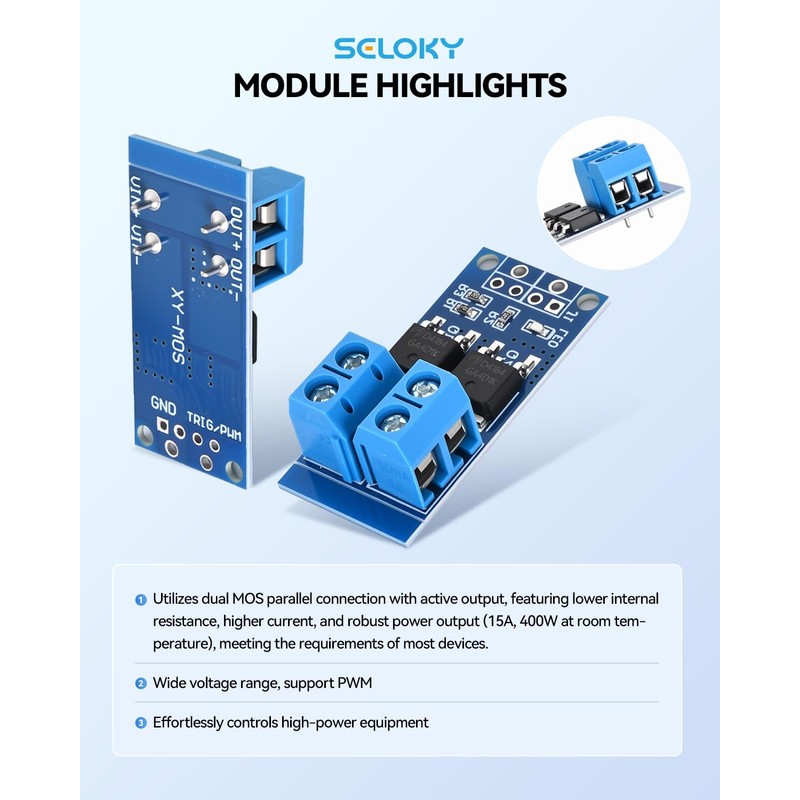 Dual High-Power MOSFET Trigger Switch Drive Module 0-20KHz PWM Adjustment