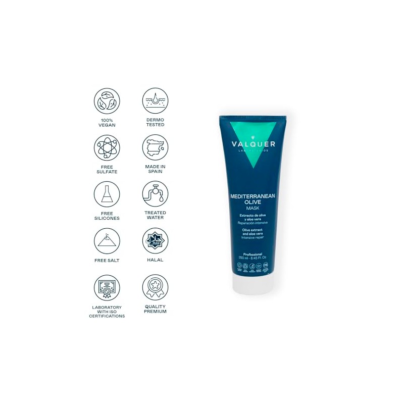 Valquer Profesional Mascarilla Capilar Reparadora Intensiva de Oliva. Reestructurante. Cabellos