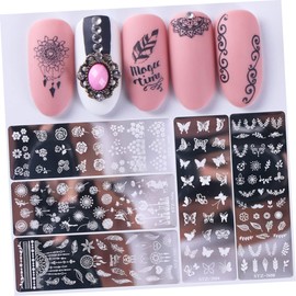 TEHAUX 6pcs Nail Stamping Plates Floral Butterfly Patterns Press Nails Manicure Stamping Art Decor