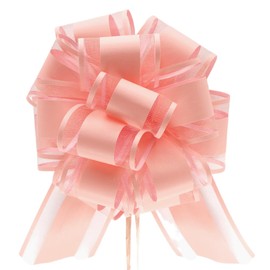 10 Pieces Large Pull Bows, 6 inches Bow for Gift Wrapping, Basket Decoration, Party, Birthday Gift, Wedding Ribbon Bow, Valentine's Day Gift Decoration (Orange-Pink)