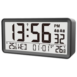 Techno line WT320 Radio-Controlled Alarm Clock with Indoor Temperature and Outdoor Temperature Backlight 2 Alarm Black