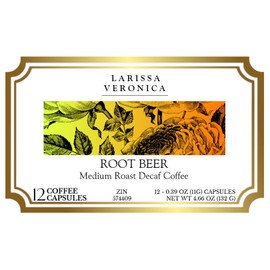 Root Beer Medium Roast Decaf Coffee (Single Serve K-Cup Pods) (Gourmet, Naturally Flavored, Whole Coffee Beans) (12 pods, ZIN: 574409) - 2 Pack