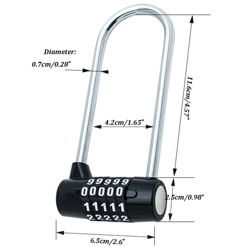 Maizoon Combination Lock Large Lengthened Beam 5 Digital Resettable Code