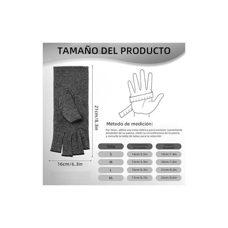 DORGKIRA Guantes de Compresión de Medio Dedo, 2 Pares para