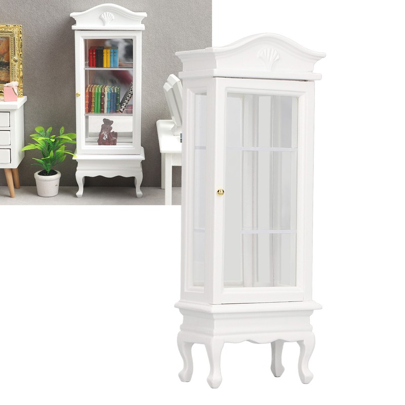 1:12 Doll House Miniature Cabinet Wooden Simulation White Arc Roof