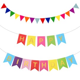 MBAIYO Happy Birthday Garland, Garland Birthday Paper Birthday Party Garland Bunting Banner Party Decoration Large Happy Birthday Bunting for Baby Shower and Adults (Colour)