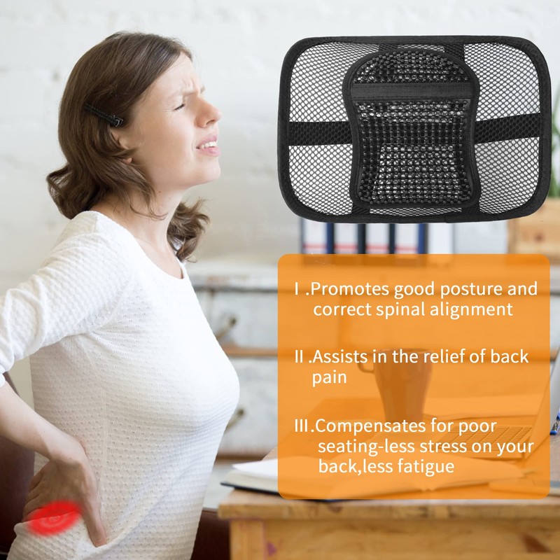 Samyoung Mesh Back Lumbar Support, Back Support Seat Cushion with