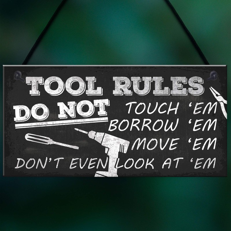 RED OCEAN Funny Tool Rules Garage Man Cave Workshop Shed