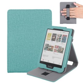 Vakarey Case for Kobo Clara Colour/Clara BW/Clara 2E, Sleep Case for Tolino Shine Color/Shine 4/Shine 5 Case with Hand Strap, Green