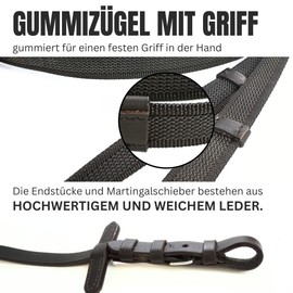 Pferdelinis Bridle Reins for Horses, Rubberised, Durable Reins in Black or Brown, Width 18 mm, Length 2.9 m (Brown)