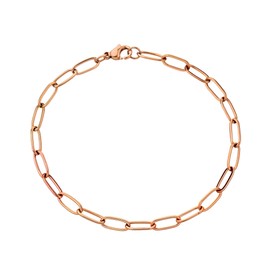 kelistom 14K Gold Filled Stainless Steel Paperclip Chain Bracelet for Women, 7.5” Rectangle Link Bracelets, Waterproof and Never Tarnish (rose gold)
