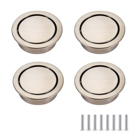 FEEIMOL Pack of 4 Tatami Hidden Handles Embedded Pull Ring Handle Round Flush Hatch Locker Hidden Handle Recessed Handles for Drawers Cupboard Invisible Handles Furniture Knobs
