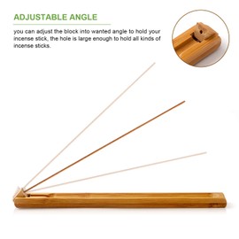 Bamboo Wood Incense Holder for Sticks with Adjustable Angle, Incense Burner with Ash Catcher, 9.8 Inches