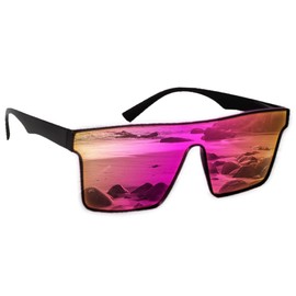 GOODEYE Polarized BOLD PLATED™ Sunglasses | Mirrored Square Women Rimless UV Cool Color (Strawberry-Split Pink)