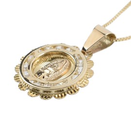 Doble O Joyerias - Medalla Circular C/Picos Virgen de Guadalupe en Oro Amarillo 14K. Mide 1.8x.6x.2 cm Pesa 1 gr.