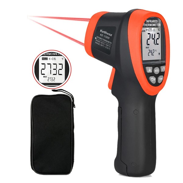 Digital IR Infrared Thermometer Gun, Kethvoz Laser Industrial Temperature Meter