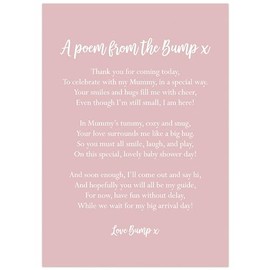 Manta Makes Baby shower decorations, a cute poem from the bump baby shower table decorations, baby shower decorations for boy or girl, baby shower games (Baby pink)