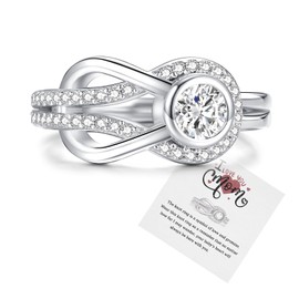 Step Forward Sterling Silver Knot Ring for Mother: Infinity Finger Ring for Mom, Mothers'Day Birthday Christmas Jewelry Gift for Mama