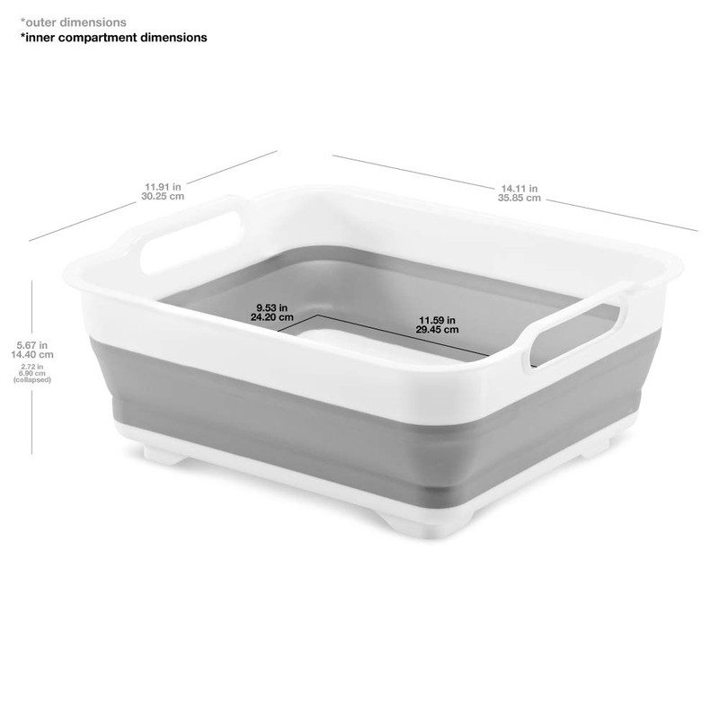 madesmart Collapsible Wash Basin - Grey/White | SINKWARE Collection |
