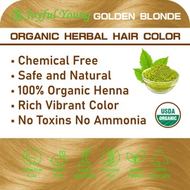 100% Organic Henna Hair Color – Natural, Chemical-Free Hair Dye for Rich, Vibrant Color & Gloss – Grey Coverage, Safe for All Hair Types, Vegan Non-Toxic, Herbal Hair Treatment (GOLDEN BLONDE)