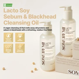 SOME BY MI Lacto Soy Sebum & Blackhead Cleansing Oil – 6.76oz, 200ml – Korean Vegan Makeup-Removing Oil Cleanser with Soybean Extract & Serine – Deep Cleansing for Blackheads & Pore – Korean Skin Care