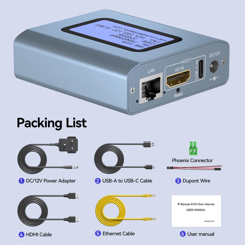 Remote KVM Over IP Internet,4K IP KVM Remote Control PC,Server,Remote