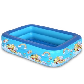 Inflatable Paddling Pool, 105 x 75 cm Swimming Pool, Inflatable Pool, 3 Rings Paddling Pool, Inflatable Children's Pool, Baby Pool, Portable Bathtub, Children's Paddling Pool