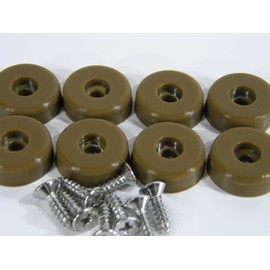 Cutting Board Rubber Bumper Feet 3/4" DIA x 1/4" Low Profile Silicone with Stainless Steel Screws (8, Brown)