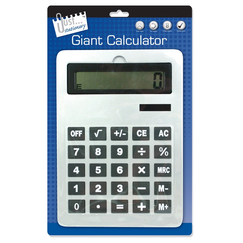 Just stationery 6169 Giant A4 Calculator 210 x 295mm,Silver