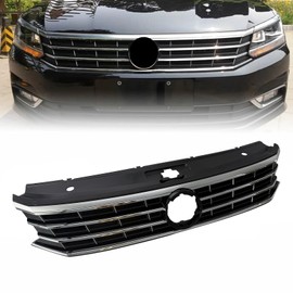 RDDY START Front Upper Grille Black w/Chrome Compatible with 2016 2017 2018 2019 Volkswagen VW Passat S SE SEL Front Molding Grille Grill Replaces # 561853651HOQE