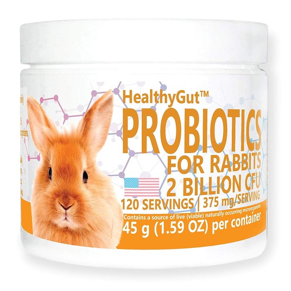Equa Holistics HealthyGut Probiotics for Rabbits Dietary Supplement, All-Natural Digestive System Formula (120 Servings)