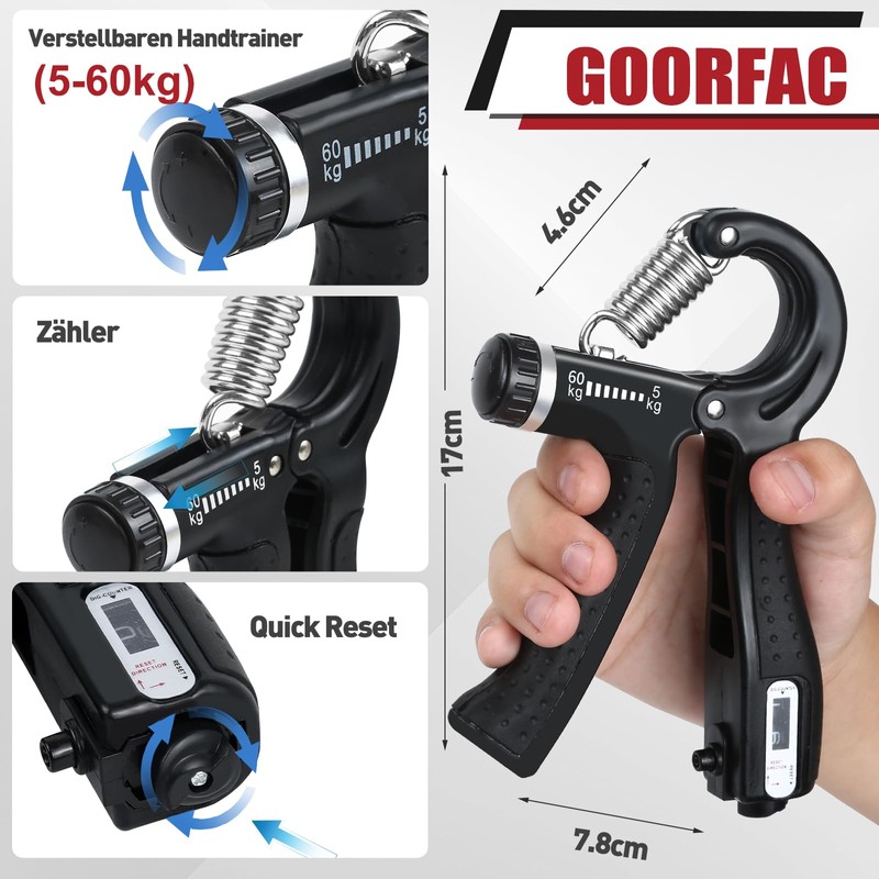 GOORFAC Hand Trainer Finger Trainer (6 Pieces) Grip Strength Trainer