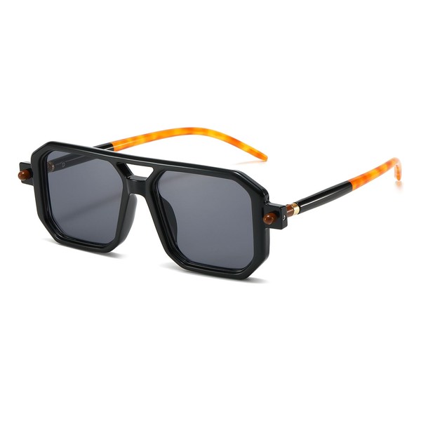 LJCZKA Retro 70s Square Flat Pilot Sunglasses for Women Men