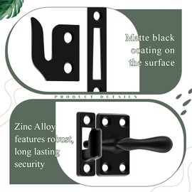 Hicarer 2 Pack Window Sash Lock 1-7/8 Inch Casement Window Lock Latch Replacement for Home Casement Windows (Matte Black)