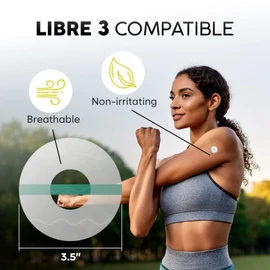 Freestyle Libre 3 Sensor Covers Waterproof – 50 Libre 3 Patches, Transparent, Long-Lasting, Easy to Apply and Remove, No Glue on Center, Non-Irritating – Ideal for Sports, Swimming, and Daily Use
