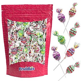 Fruidles Bubble Gum Filled Blow Pop Lollipops Hard Candy Suckers, Assorted Flavors, Individually Wrapped (20-Pack)