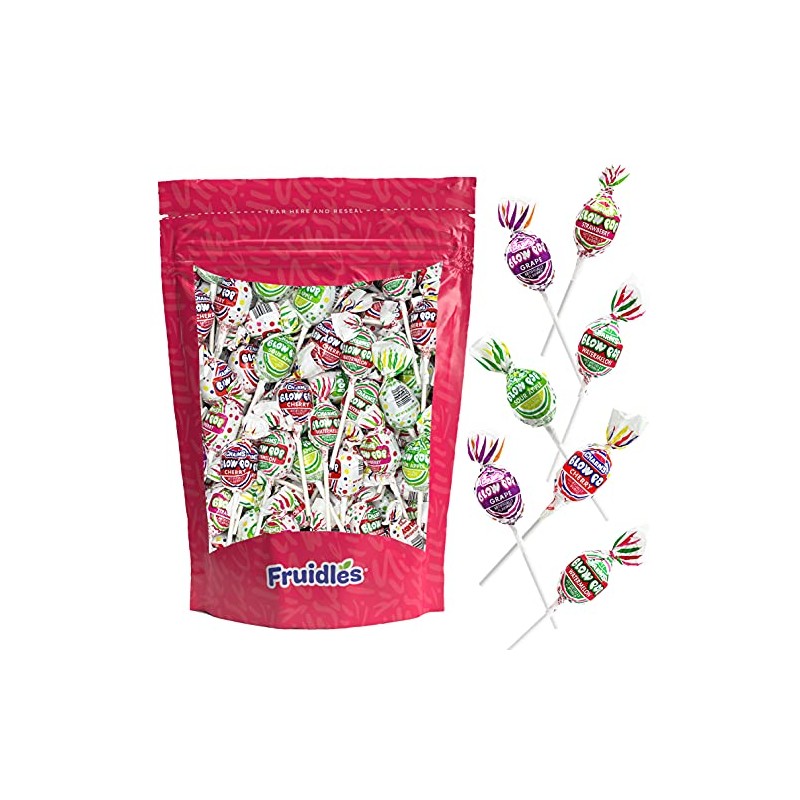 Fruidles Bubble Gum Filled Blow Pop Lollipops Hard Candy Suckers,