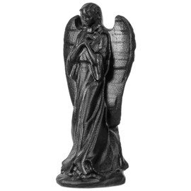 Nupuyai 3.3" Obsidian Crystal Angel Statue, Love Guardian Praying Angel Figurine Hand Carved Stone Pocket Statue Good Luck Home Office Car Decor