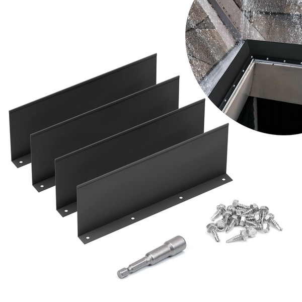 Flamorrow 4 Pack Aluminum Gutter Valley Splash Guards, Rainwater Roofing