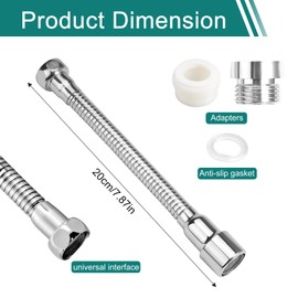 svpfuo Tap Hose, Hose for Tap, Tap Connection Hose, Extension Nozzle for Taps up to 20 cm, Suitable for Kitchen, Bathroom, Toilets. Made of Stainless Steel