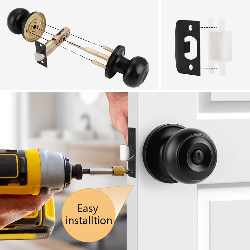 Probrico Bathroom Door Knobs, 10 Pack Interior Door Handles Privacy