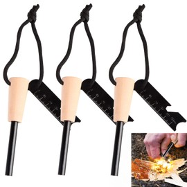 Nizirioo Fire Starter Set, 3 Pieces Fire Steel Outdoor, Traditional Fire Starter, Fire Steel with Handmade, Flint Blocks, Magnesium Rod Fire Starter, Flint with Extremely Strong Sparks