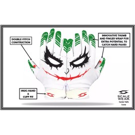 Scale Wear Joker Football Receiver Gloves Sticky Tacky Pro Grip Be a Jester not a Villain - Youth-Medium