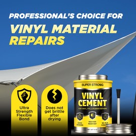 8 oz Vinyl Cement Glue - Non-Brittle, Zero Shrinkage & Watertight Seal, Contact Cement Adhesive for Inflatables, Pools, Paddle Boards, Pond Liners, and More - Vinyl Adhesive with Brush