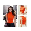 v28 Women Sleeveless High Neck Turtleneck Stretchable Knit Sweater Top,