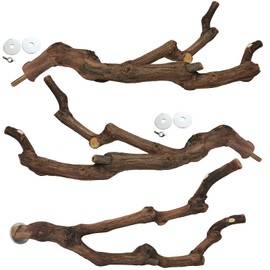 kathson Natural Parrot Perch Bird Stand Pole Wild Grape Stick Paw Grinding Fork Parakeet Climbing Standing Branches Toy Chewable Cage Accessories for Small Budgies Cockatiels Lovebirds