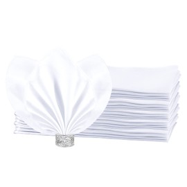 HEMEIREN 12Packs Cloth Napkins White,Satin Cloth Napkins, 20 * 20inch, Reusable Table Napkins for Wedding,Celebrations,Restaurant,Banquet