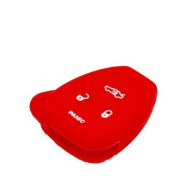 LemSa 2Pcs 4 Buttons Silicone Key Fob Cover Case Remote Keyless Holder for Chrysler 200 300 PT Cruiser Dodge Charger Magnum Durango Jeep Grand Cherokee Commander Liberty, Red Pink