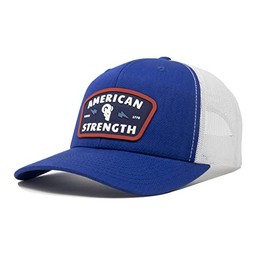 RAM ADVANTAGE American Strength Trucker Hat | PVC Patch Snapback Cap Premium Quality Durable Comfortable Fit (American Strength Royal Blue)